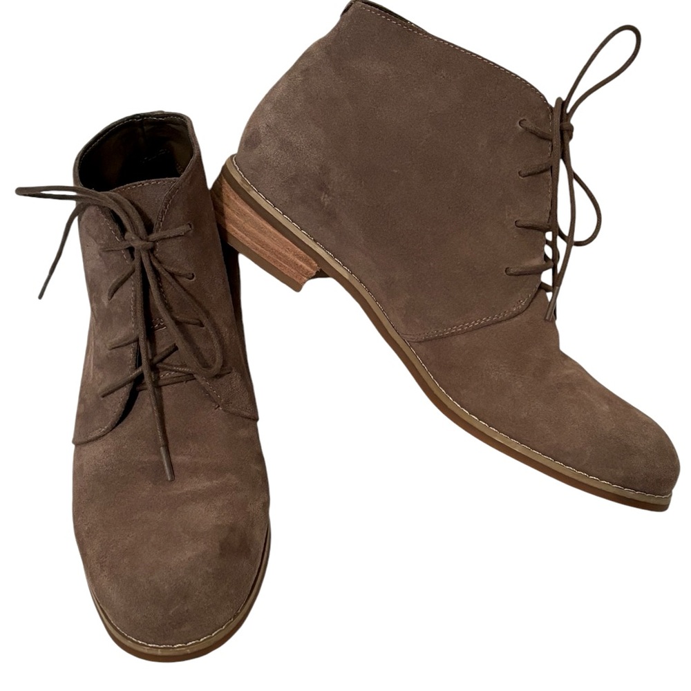 BLONDO Taupe Lace Up Waterproof Leather Ankle Boots Size 7M